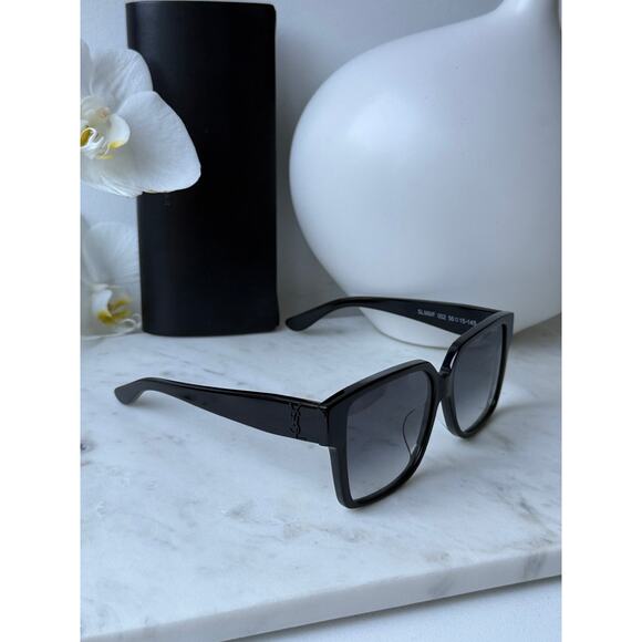 NEW Saint Laurent SL M9/F Black Square Oversized Sunglasses - Picture 3 of 10